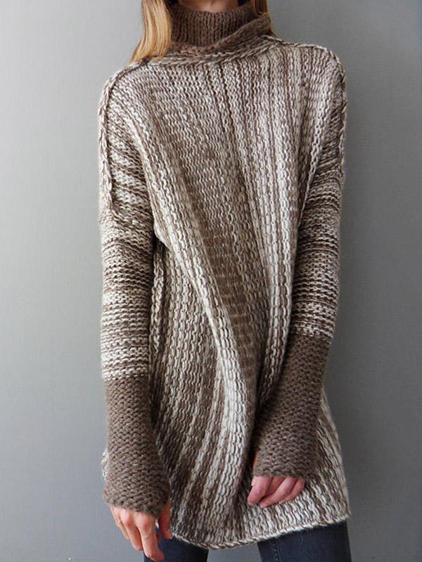 COZYCROWN - Gebreide Pullover met Hoge Kraag voor een Comfortabele en Moderne Look