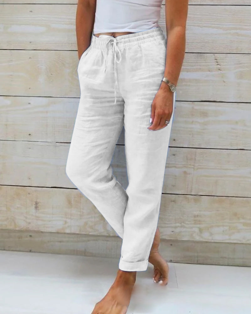 Luchtige zomerbroek met elastische tailleband – LINA