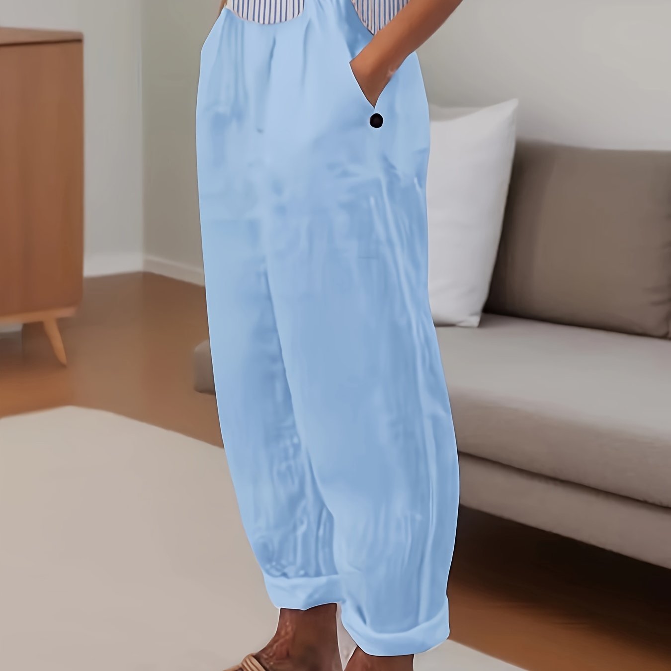 Relaxed fit damesbroek met hoge taille en omslagzoom – VARELIA TAILOR - Glamorix