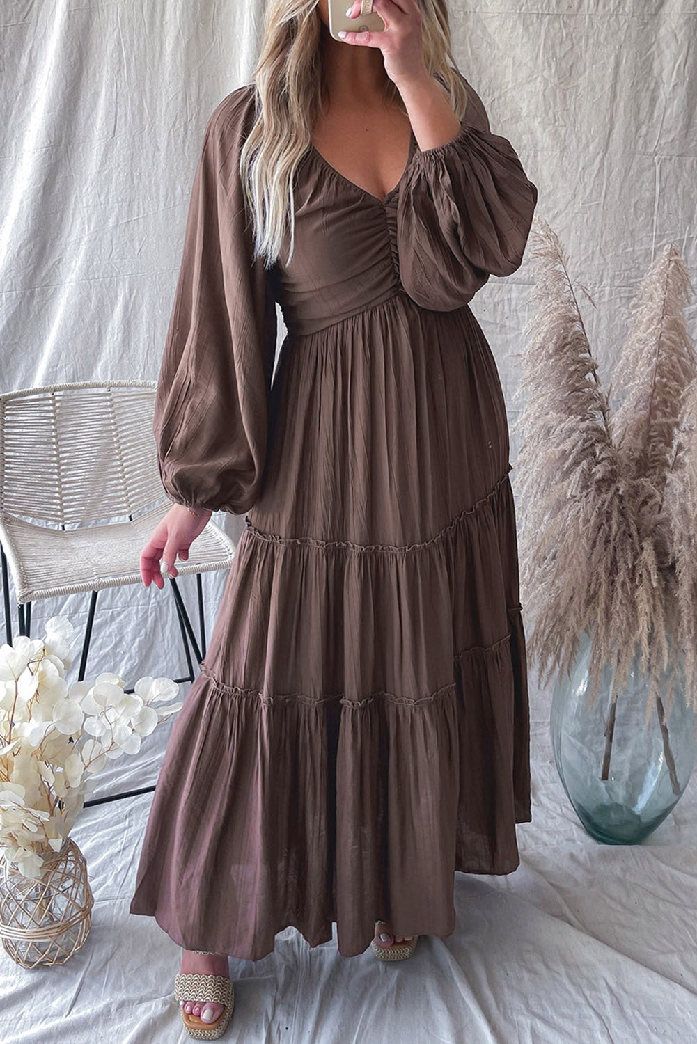 Elegante Maxi Jurk met V Hals en Strikdetail voor Avondgelegenheden – ISABELLA GLAM - Glamorix