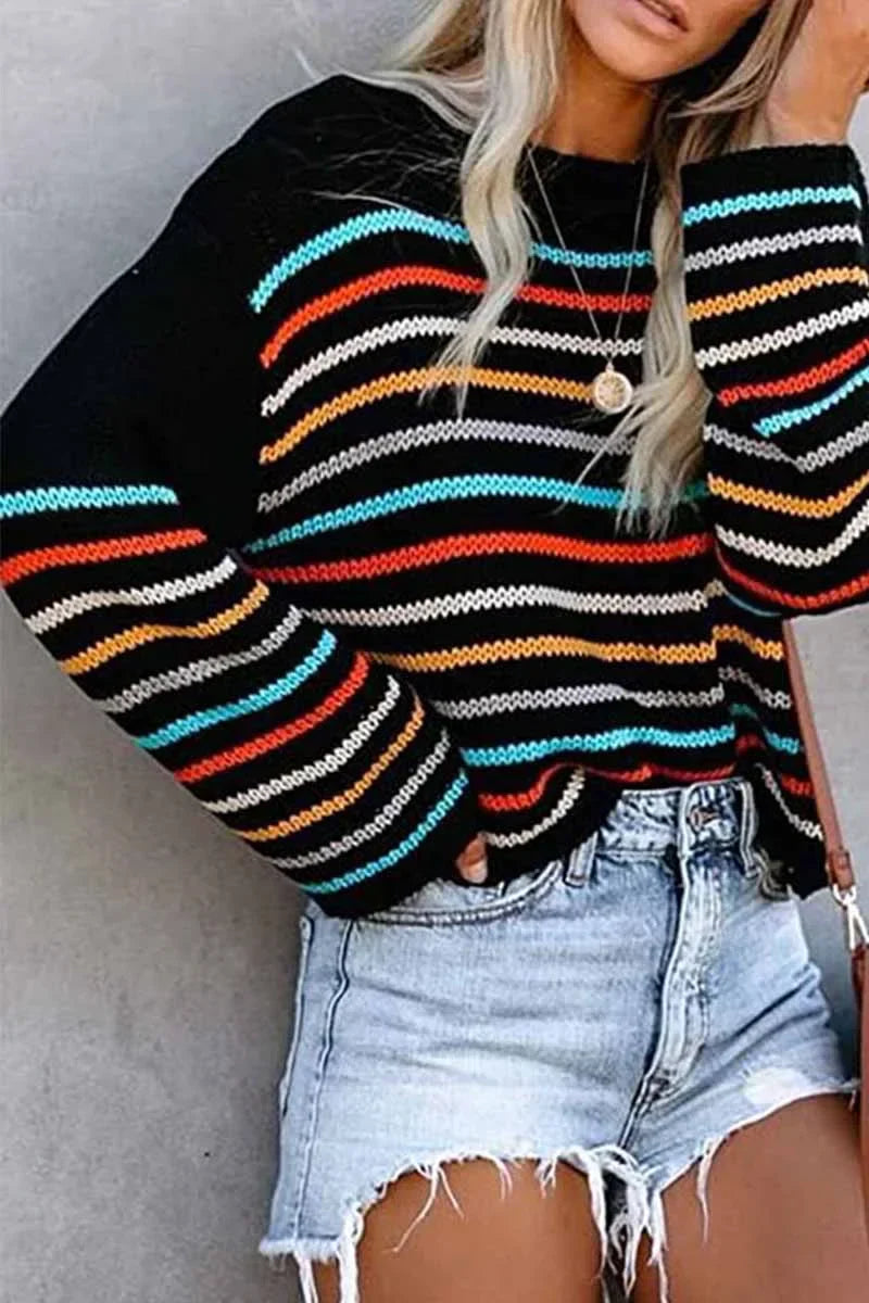 VIVIDLOUNGE - Losse Pullover met Helder Patroon en Unieke Snit