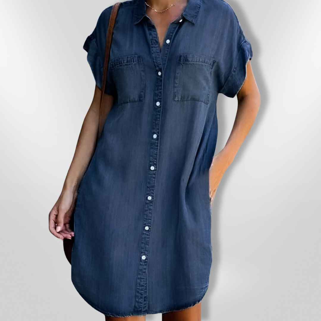Stijlvolle denim lentejurk met moeiteloos comfort – PAULINA