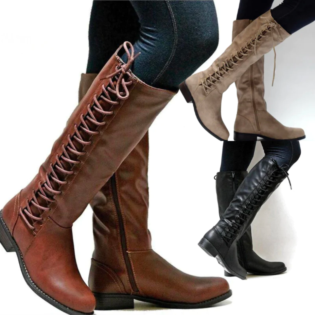Comfortabele hoge laarzen die bij outfit passen en je benen accentueren met antislipzool en leer voor dames – LUXARA - Glamorix