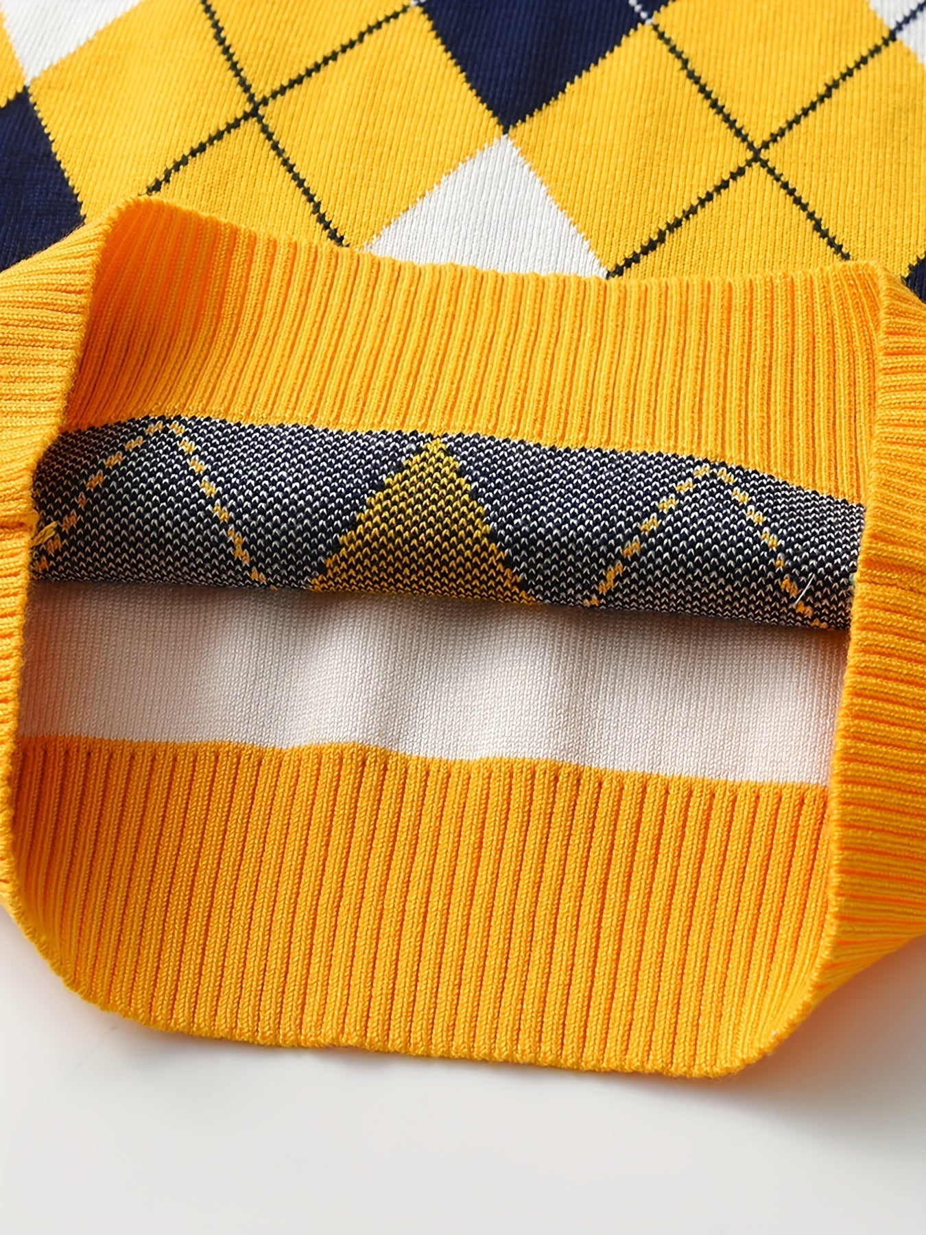 NOAH - Jongens gebreide sweater met argyle patroon en lange mouwen