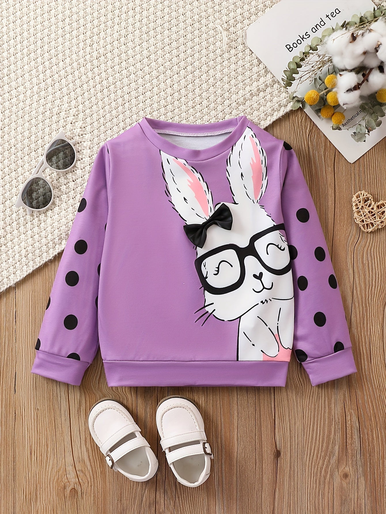 LILY - Toddler meisjes trui met konijn en stippenprint