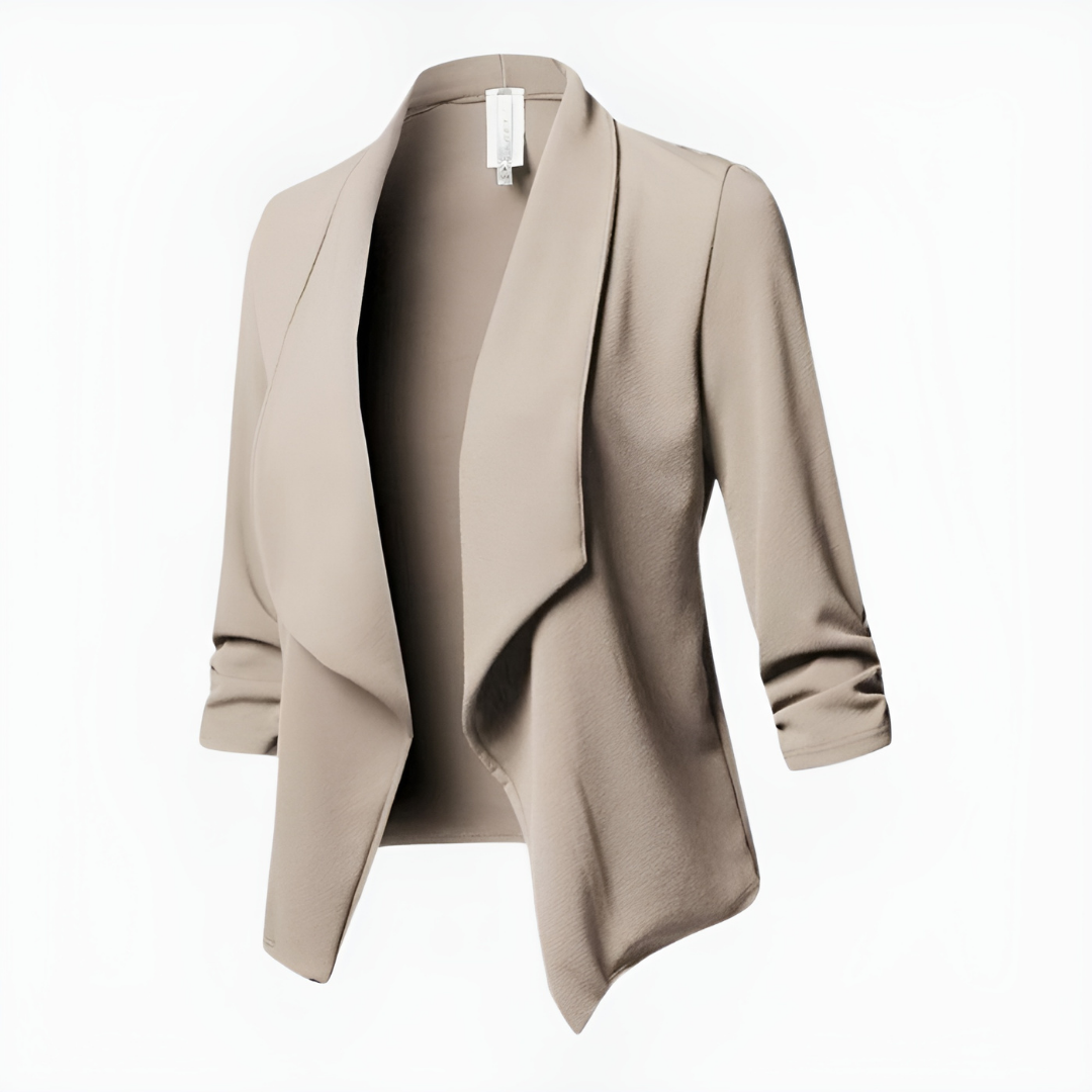 Elegante damesblazer met open voorkant en 3/4-mouwen – CLARISSA GRACE - Glamorix