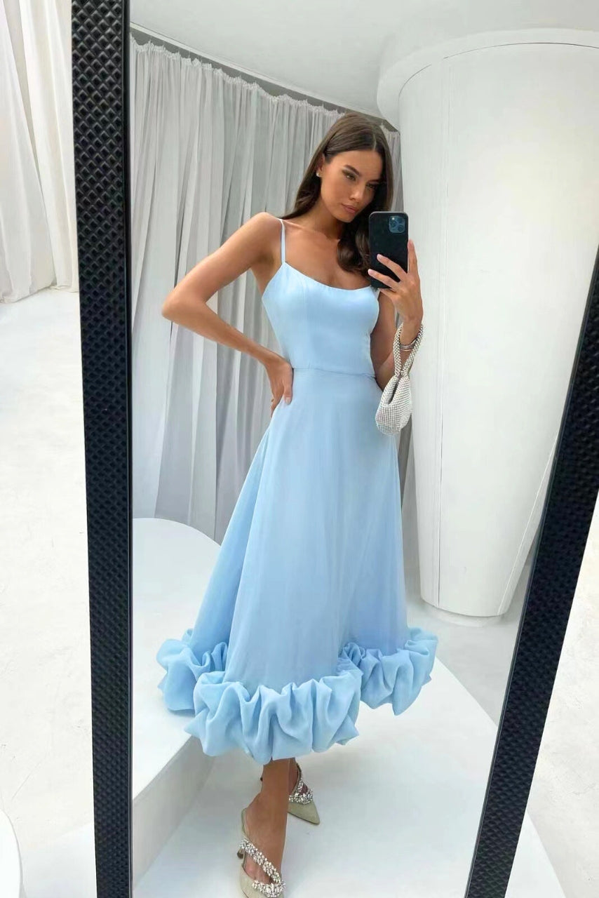 Luchtige maxi-jurk met speelse rucheszoom – AURÉLIA - Glamorix