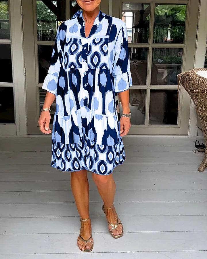Elegante Zomerjurk met Abstracte Print voor Casual Dagen – LUNA STIJL - Glamorix