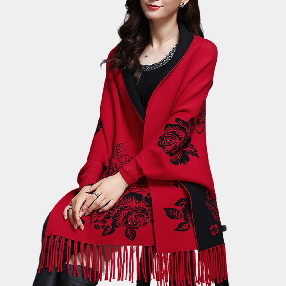MAIA – Lang damesvest met kwastdetails en elegante flow