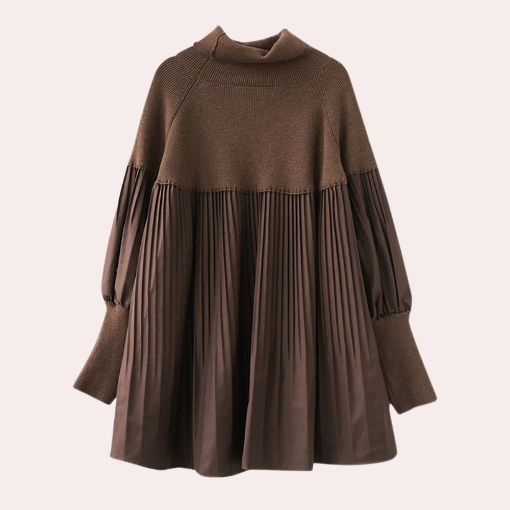 Vrouwelijke dames sweater met plooiaccent en comfortabele fit – LUNERA SoftFold - Glamorix