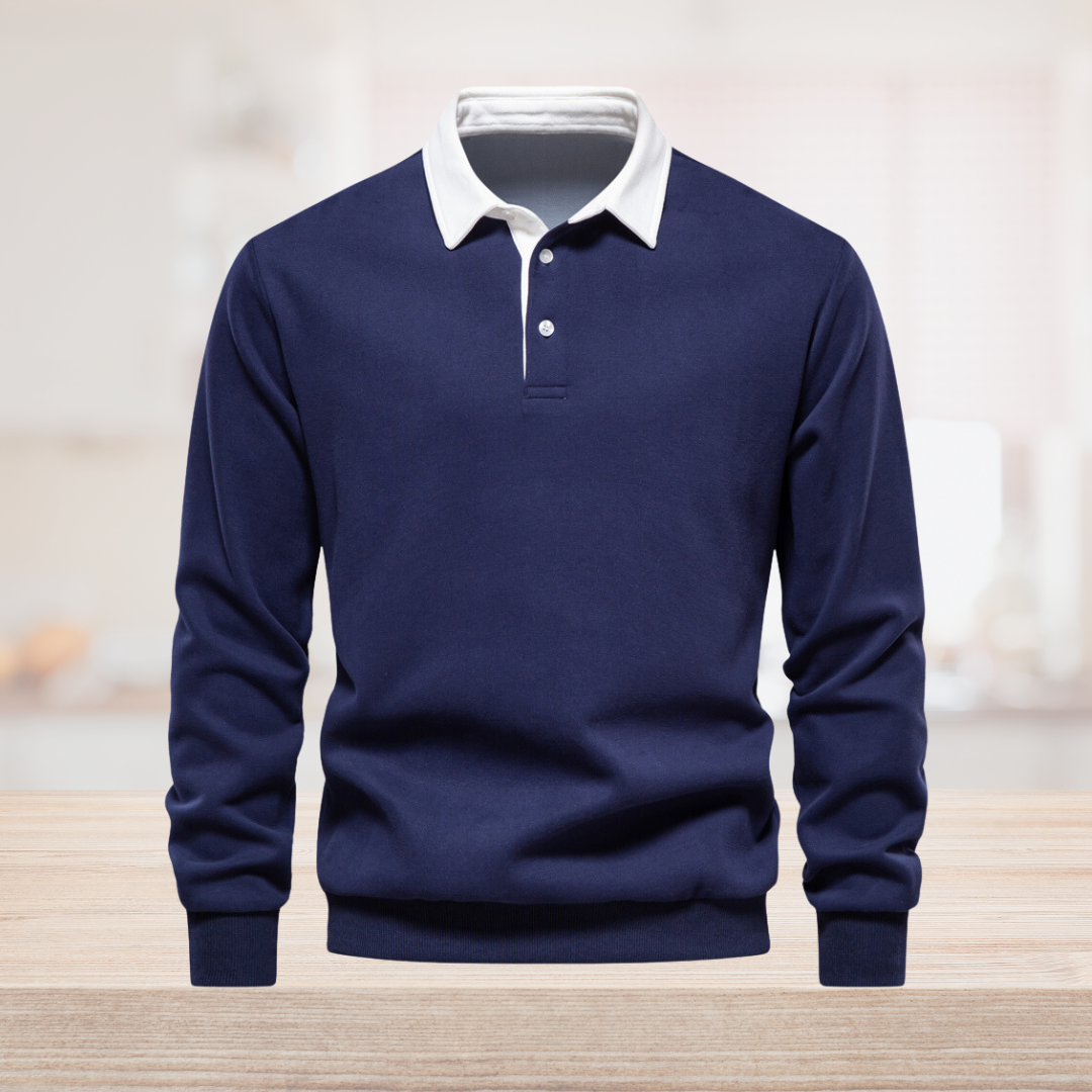 BRADEN – Poloshirt met lange mouwen en contrasterende kraag voor een klassieke en verfijnde look