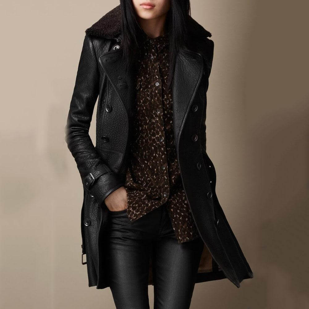 Elegant gabardine van synthetisch leer voor dames – LUMIA - Glamorix