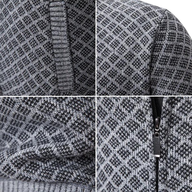 BRADEN - Zip-up heren sweater met ruitenpatroon