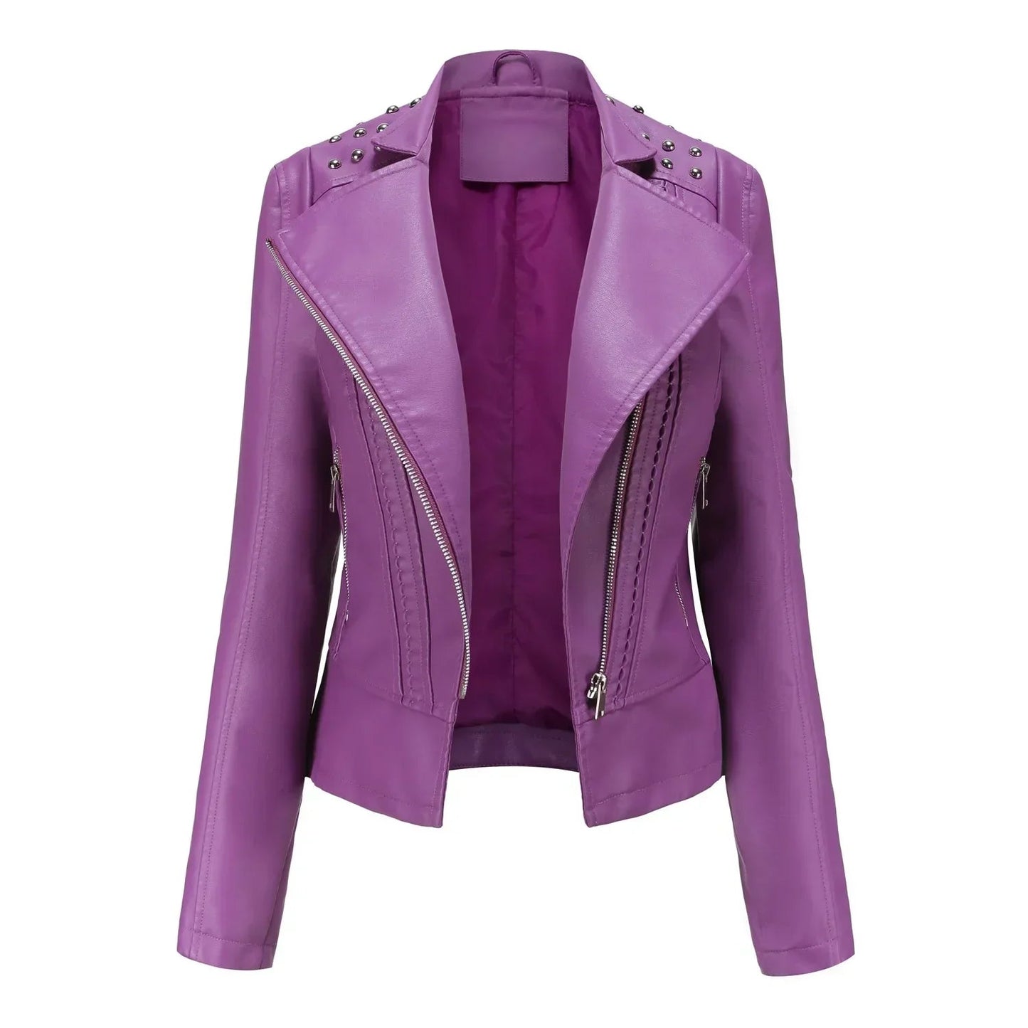 DOUTZEN - Chaqueta de cuero slim con estilo para mujeres - Glamorix