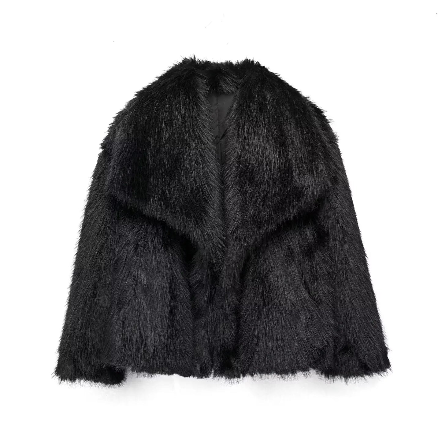 Luna – Korte damesjas van imitatiebont met oversized kraag