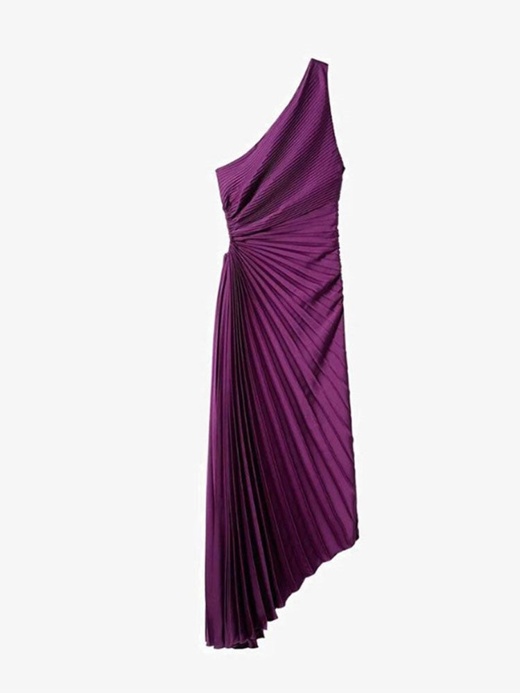 SELENA - Damesjurk met één schouder en elegante plooien
