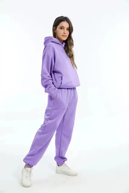 ARLET - Conjunto de chándal oversize de dos piezas con capucha para mujer - Glamorix