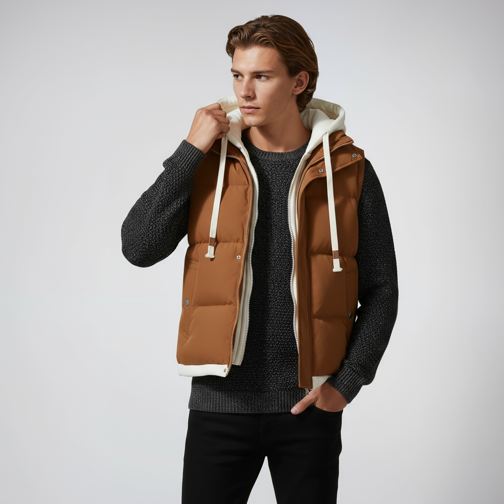 LIAM – Gewatteerde heren bodywarmer met capuchon - Glamorix