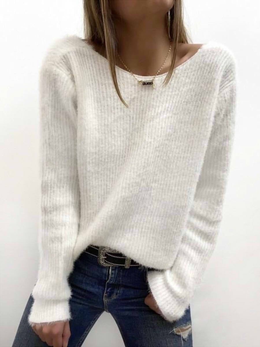 PURECLASS - Effen Witte Pullover met Lange Mouwen