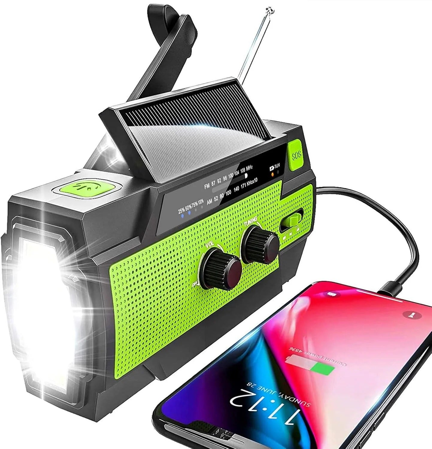 Noodradio met 4000 mAh powerbank, zaklamp en handdynamo – VIGOR SAFEBOX4000 - Glamorix