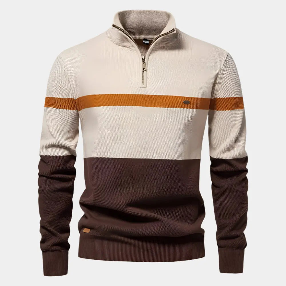 NIKO – Herenpullover met colorblock en kwart ritssluiting