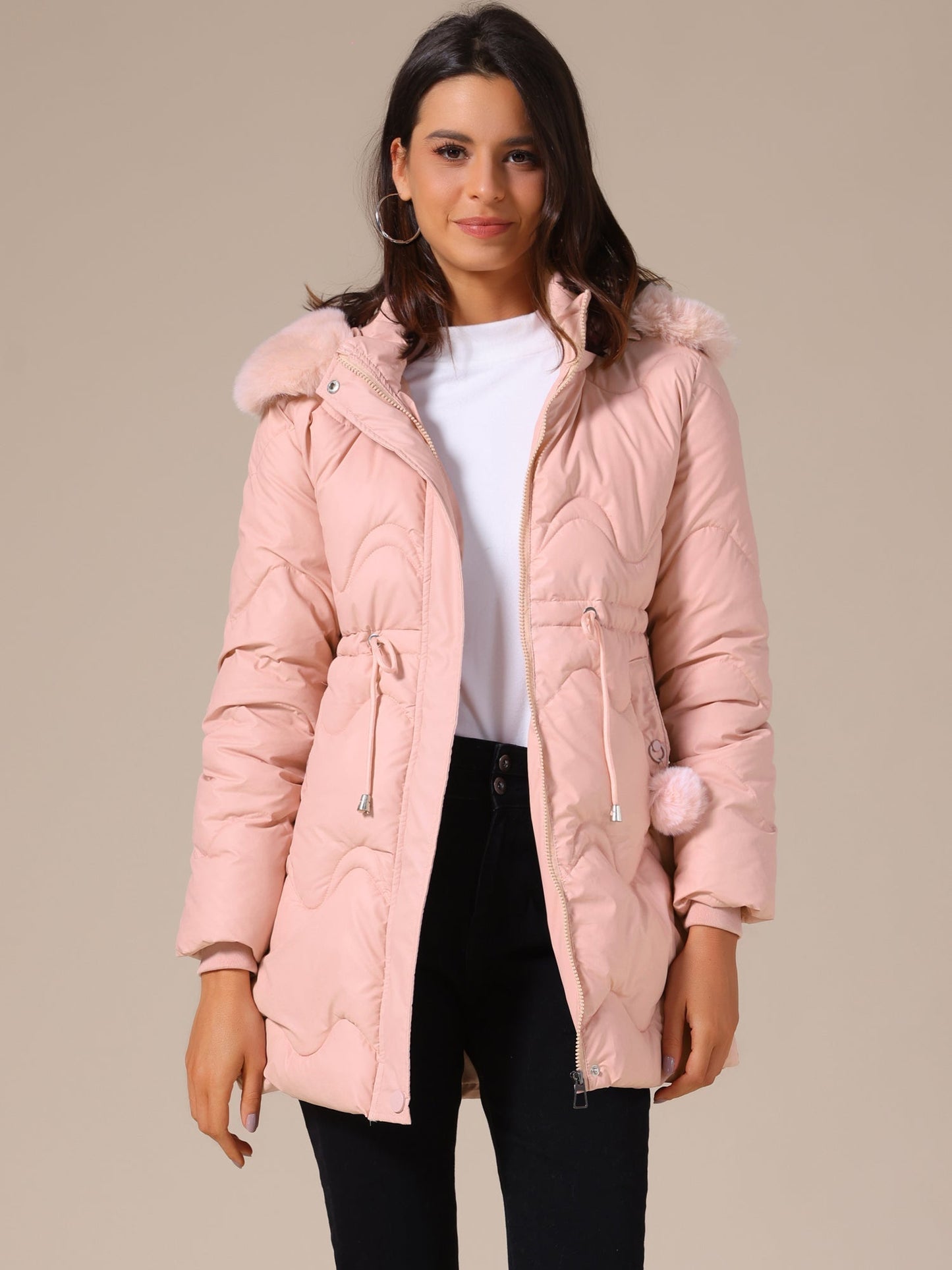 SARA – Gewatteerde dames winterjas met capuchon - Glamorix