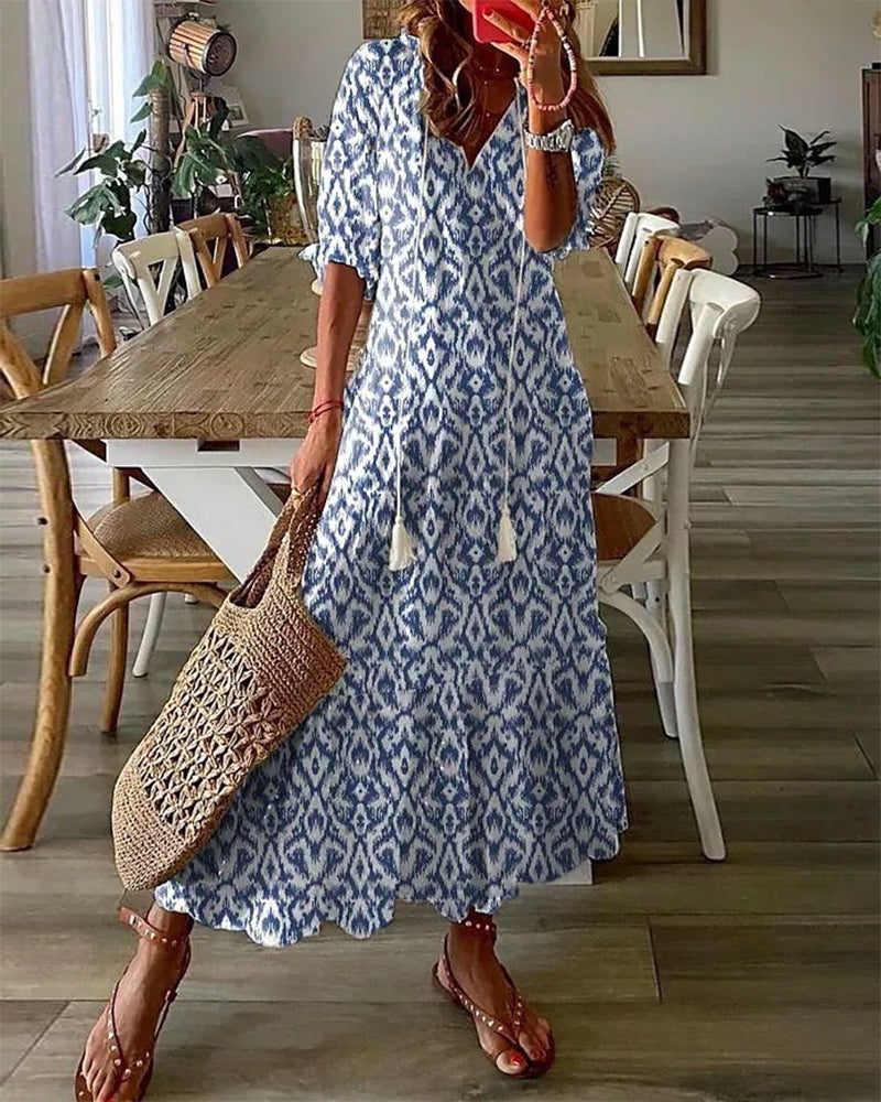 LunaraBloom – Bohemian maxi-jurk met zwierige flair en zomerse vrijheid