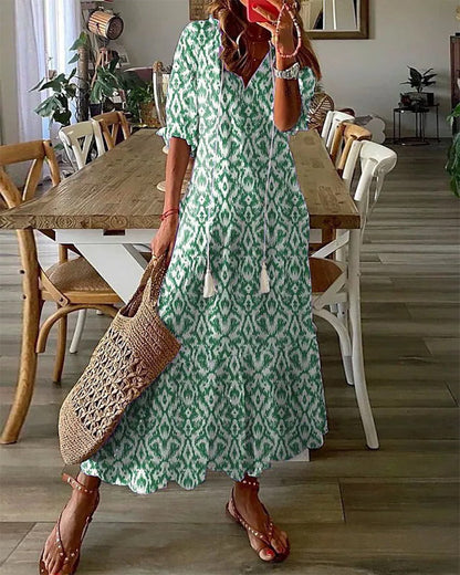 LunaraBloom – Bohemian maxi-jurk met zwierige flair en zomerse vrijheid
