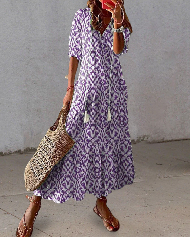 LunaraBloom – Bohemian maxi-jurk met zwierige flair en zomerse vrijheid