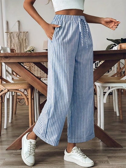 Stijlvolle gestreepte damesbroek met elastische tailleband – NOVA STRIPE