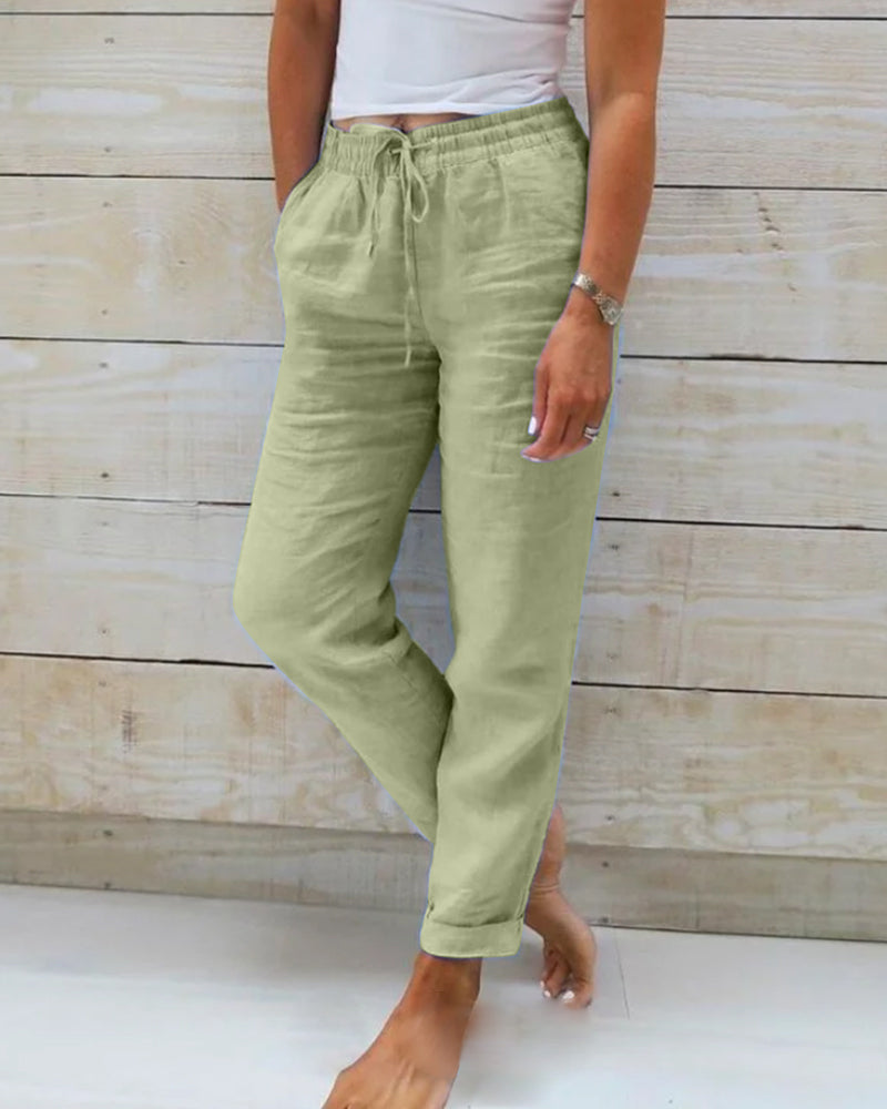 Luchtige zomerbroek met elastische tailleband – LINA