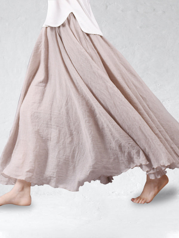 Linnen maxi-rok met hoge taille en zwierige pasvorm – AerisLoom - Glamorix