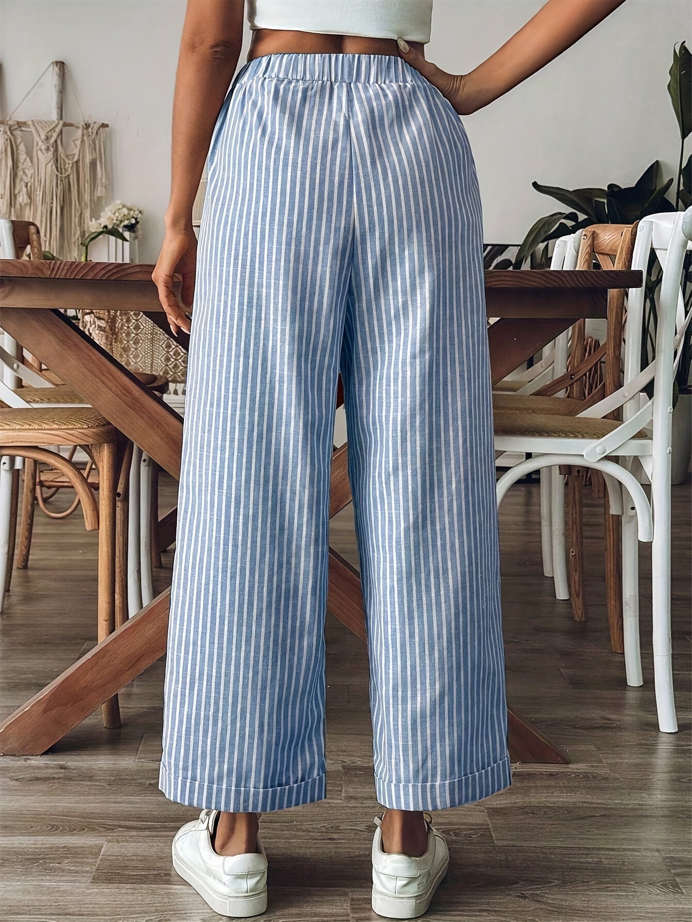 Stijlvolle gestreepte damesbroek met elastische tailleband – NOVA STRIPE