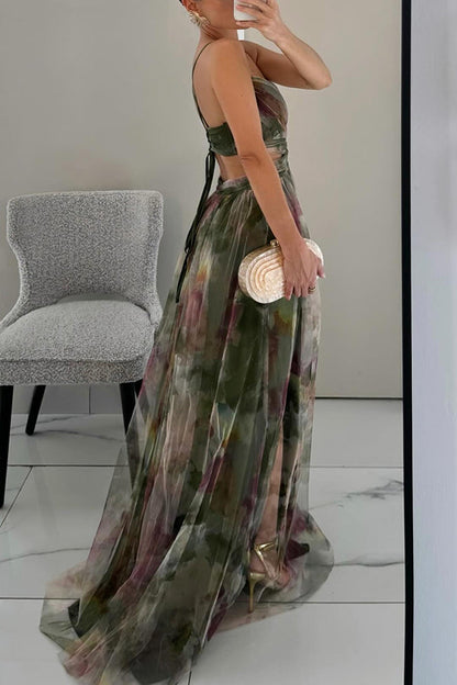 Luchtige maxi-jurk met bloemenprint en elegante details – FLORÉA - Glamorix