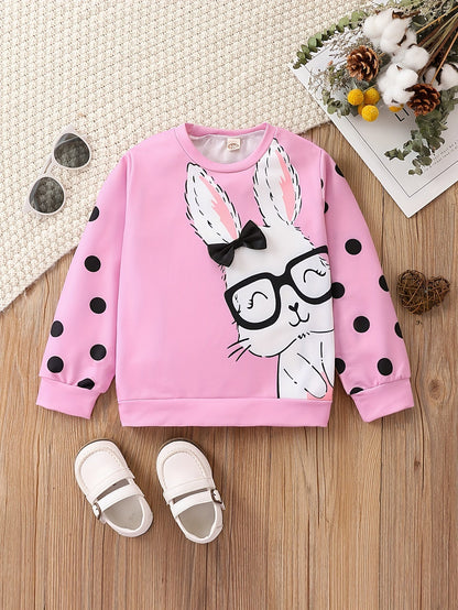 LILY - Toddler meisjes trui met konijn en stippenprint