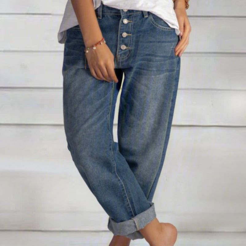Recca - Wijde pijpen casual damesjeans - Glamorix