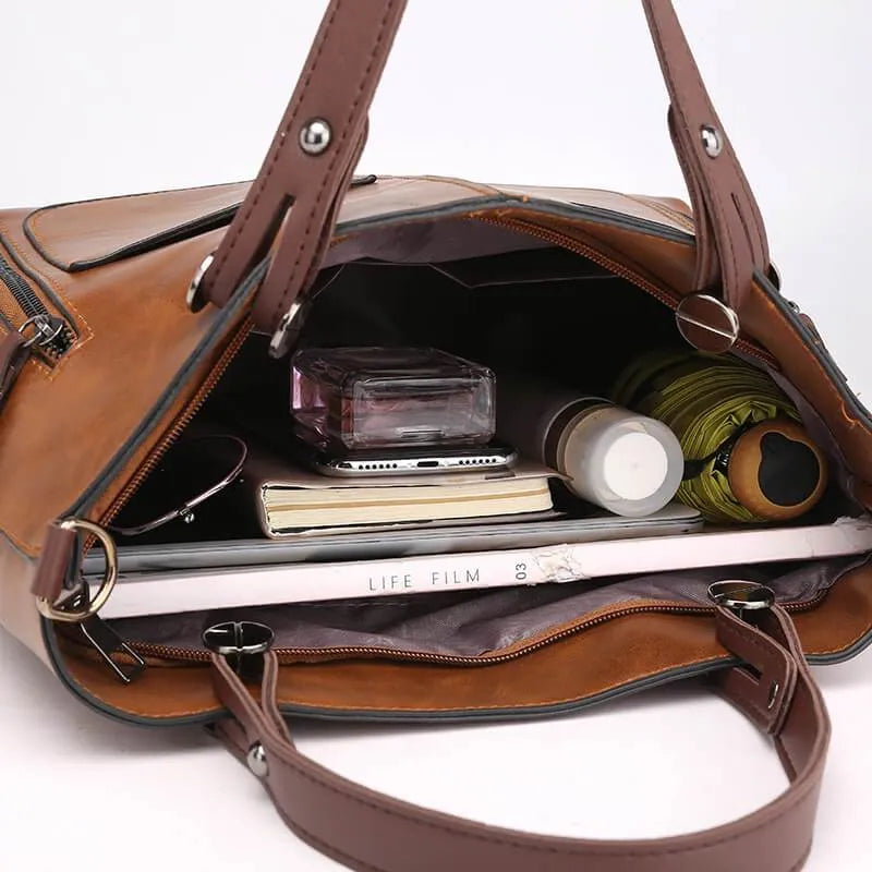 Leren schoudertas met vintage stijl voor dames – LUX - Glamorix