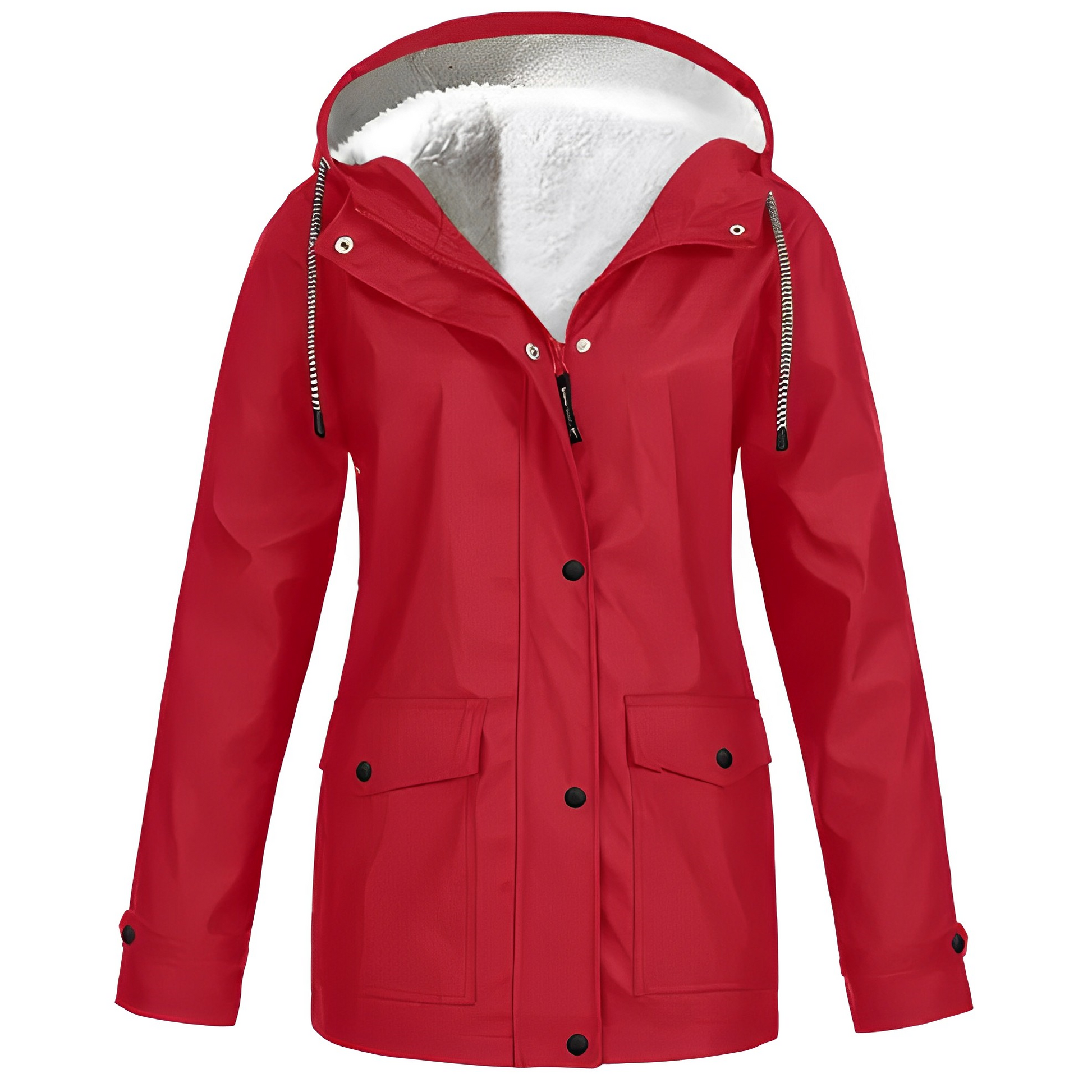 Regenjas met fleecevoering voor dames, duurzame polyesterstof biedt comfort en warmte, waterafstotend – NEOVARA - Glamorix