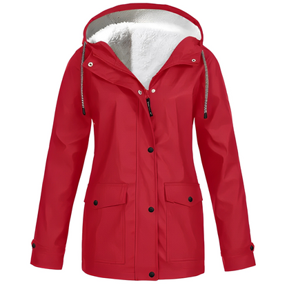 Regenjas met fleecevoering voor dames, duurzame polyesterstof biedt comfort en warmte, waterafstotend – NEOVARA - Glamorix