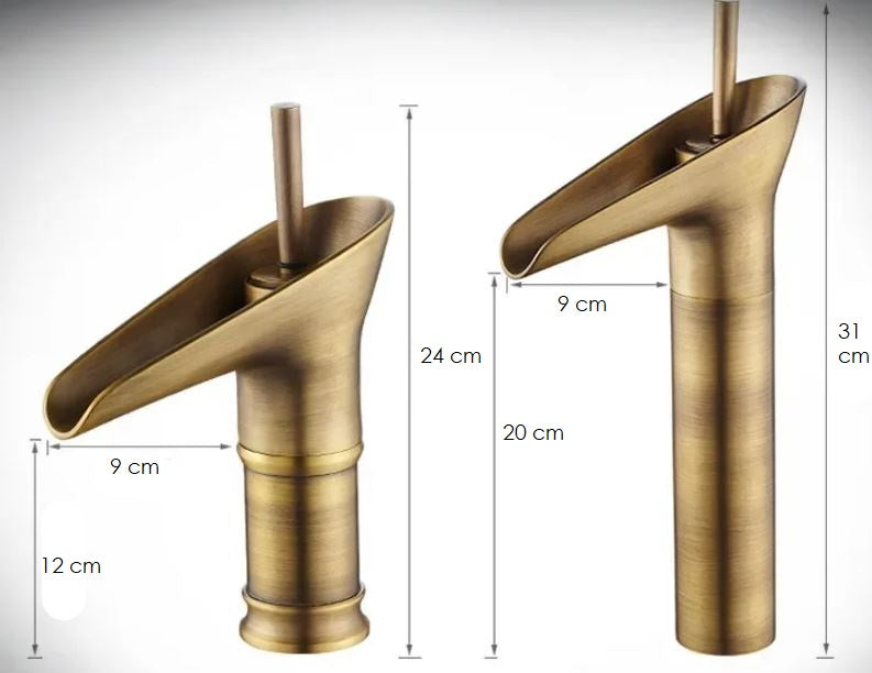 Waterval wastafelkraan met retro design voor badkamer – VELLUTO AquaFall - Glamorix