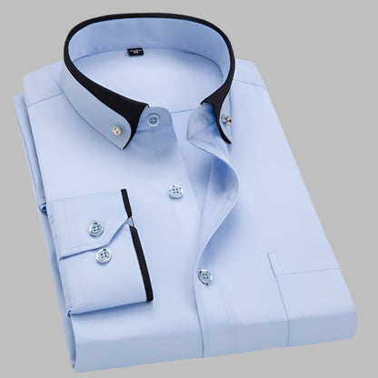 Modern heren overhemd met contrasterende kraagdetails – SilvanoEdge Shirt - Glamorix