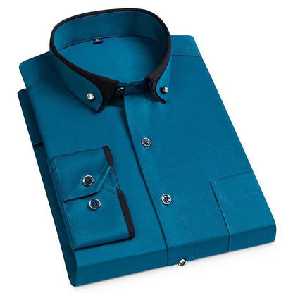 Modern heren overhemd met contrasterende kraagdetails – SilvanoEdge Shirt - Glamorix