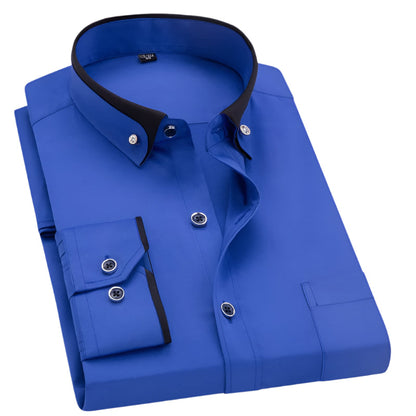 Modern heren overhemd met contrasterende kraagdetails – SilvanoEdge Shirt - Glamorix