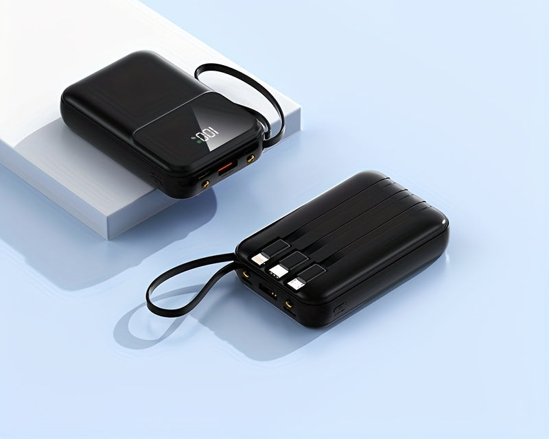 10.000mAh draagbare powerbank met snelladen en ingebouwde kabels – VOLTRIQ MINI10 - Glamorix
