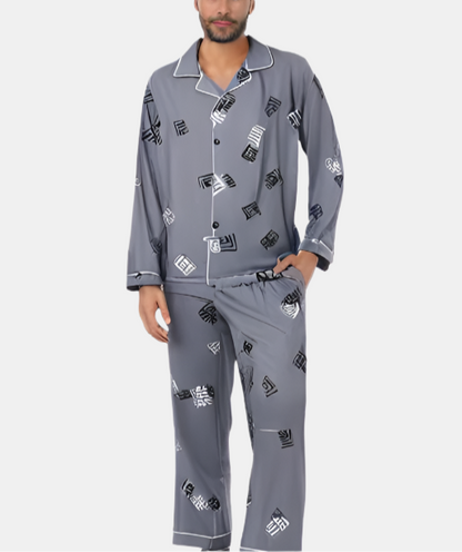 JULIEN - Stijlvolle heren pyjamaset met overhemd en knoopsluiting