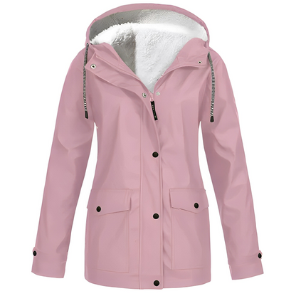 Regenjas met fleecevoering voor dames, duurzame polyesterstof biedt comfort en warmte, waterafstotend – NEOVARA - Glamorix