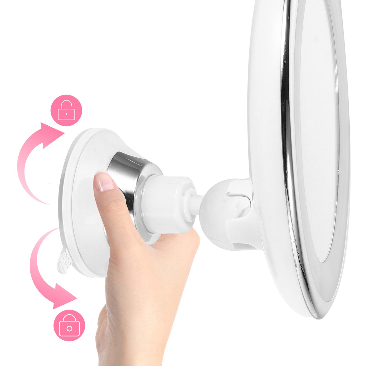 LED make-upspiegel met 10x vergroting en 360° rotatie – MIRAVIA BrightView - Glamorix