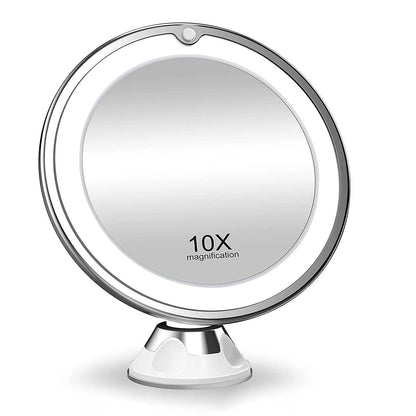 LED make-upspiegel met 10x vergroting en 360° rotatie – MIRAVIA BrightView - Glamorix