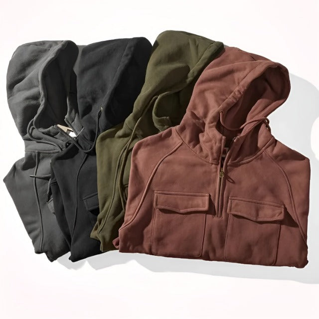 RYDER - Tactical herenhoodie met zakken en half-zip