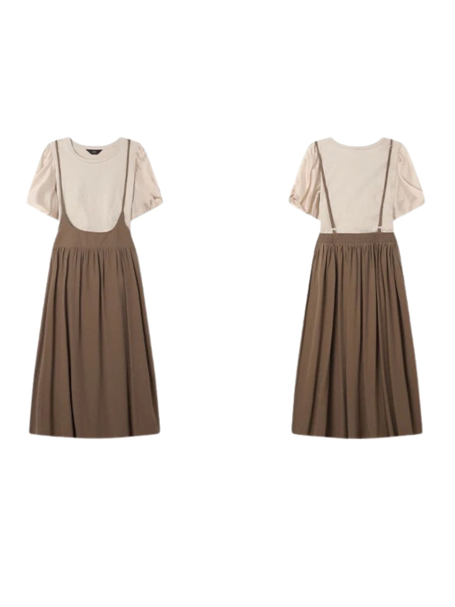 Twee-delige dames set met pofmouwtop en midirok met strikbandjes – AMARA SET - Glamorix